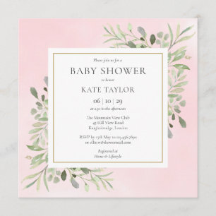 Invitation Baby Shower Fille Rose et Or   Sprinkle