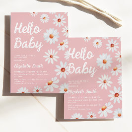 Invitation Baby shower fille rose marguerite