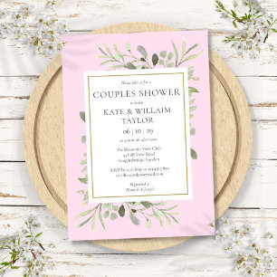 Invitation Baby Shower Fille Rose pour Couple avec Aquarelle