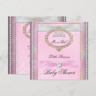 Invitation Baby shower fille rose princesse Tiara Diamond