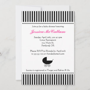 Invitation Baby shower fille Silhouette à poutre mignonne