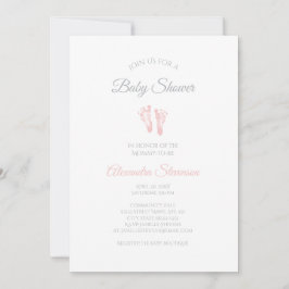 Invitation Baby shower Fille Simple Precious Empreintes roses
