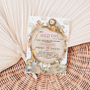 Invitation Baby Shower Fille sur le thème du Safari Jungle Vi