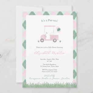 Invitation Baby Shower Fille Thème Golf Rose Et Vert Mignon