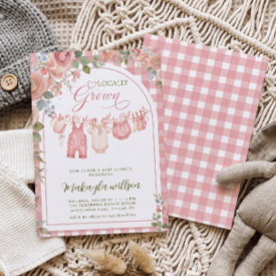 Invitation Baby Shower Fille Thème Vichy Rose Cultivée Locale