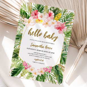 Invitation Baby Shower Fille Tropical Floral