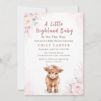 Invitation Baby Shower Fille Vache des Highlands