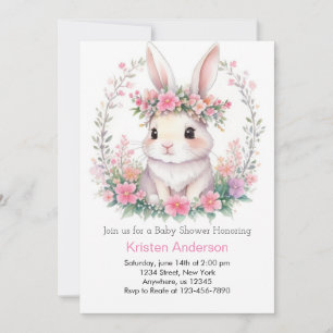 Invitation Baby shower fille Whispers Bunny