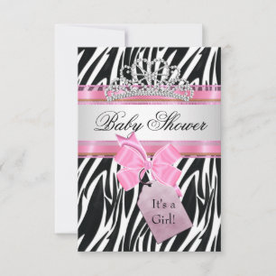 Invitation Baby Shower Fille Zèbre Rose Princesse