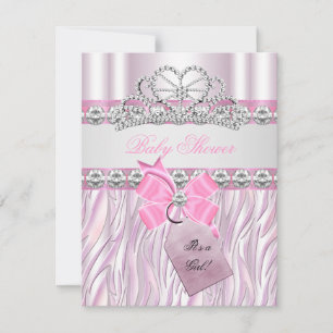 Invitation Baby Shower Fille Zèbre Rose Princesse Diadème Dia