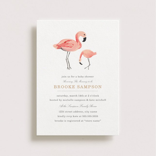 Invitation Baby shower Flamant rose (Créateur téléchargé)