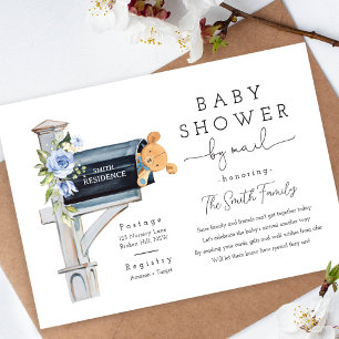 Invitation Baby-Shower Fleur Bleu à Distance