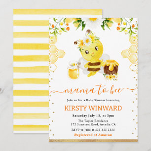 Invitation Baby Shower Fleur de Bee Aquarelle