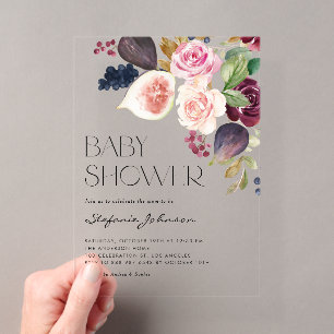 Invitation Baby Shower Fleur de Bourgogne et Figue