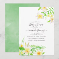 Baby Shower Fleur de Frangipanier Aquarelle Exotiq