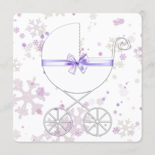Invitation Baby Shower Fleur de Lavande et Flocon de Neige Ro