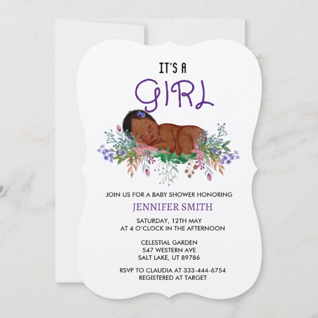 Invitation baby shower Fleur de naissance Juillet  (Devant)