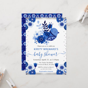 Invitation Baby Shower Fleur de Porcelaine à l'Aquarelle et O