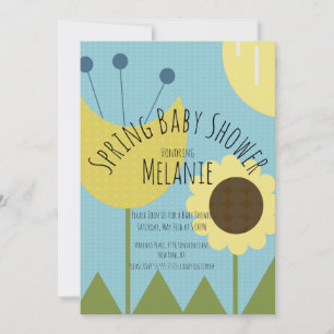 Invitation Baby Shower Fleur de Printemps Tournesol