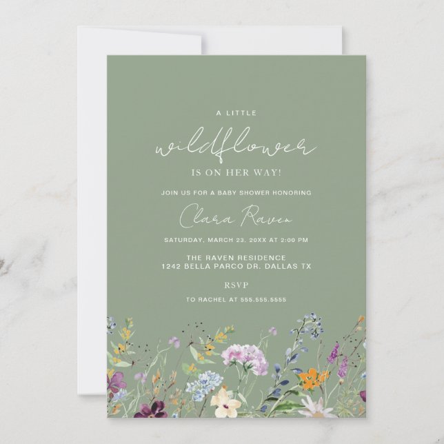 Invitation Baby shower Fleur Petit Fleur sauvage (Devant)
