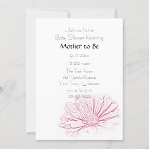 Invitation Baby shower Fleur Rose Daisy