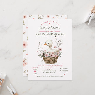 Invitation Baby-Shower Fleur Rose Gosling |