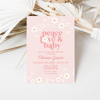 Baby Shower Fleur Rose Rétro Paix Amour