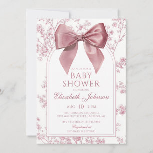 Invitation Baby Shower Fleur Rose Vintage