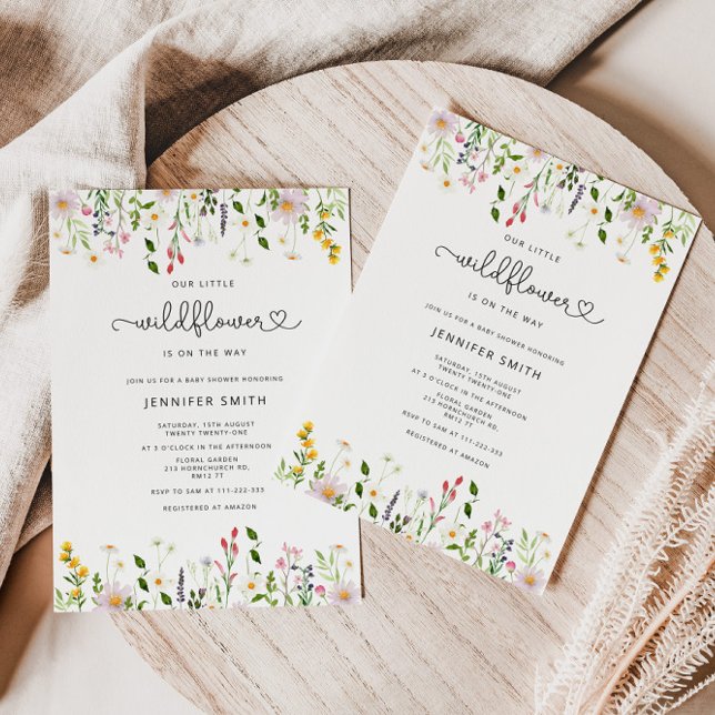 Invitation baby shower fleur sauvage (Créateur téléchargé)