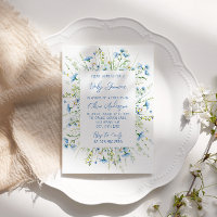 Baby Shower Fleur Sauvage Aquarelle Bleu Bohème Ga