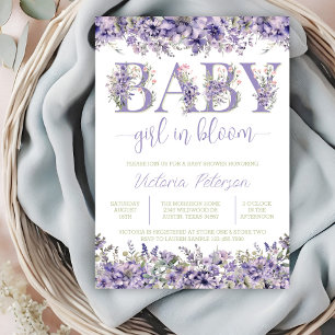 Invitation Baby Shower Fleur Sauvage Aquarelle Violette