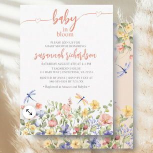 Invitation Baby shower Fleur sauvage Baby in Bloom Peach