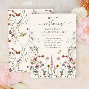 Invitation Baby shower Fleur sauvage Baby In Bloom Watercolor