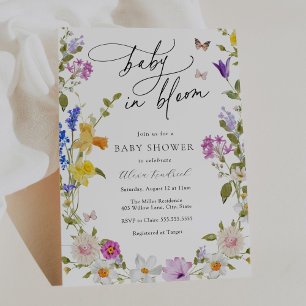 Invitation Baby shower Fleur sauvage bébé en fleurs