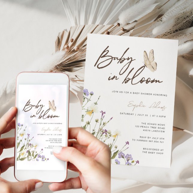 Invitation Baby shower Fleur sauvage bébé en fleurs (Créateur téléchargé)