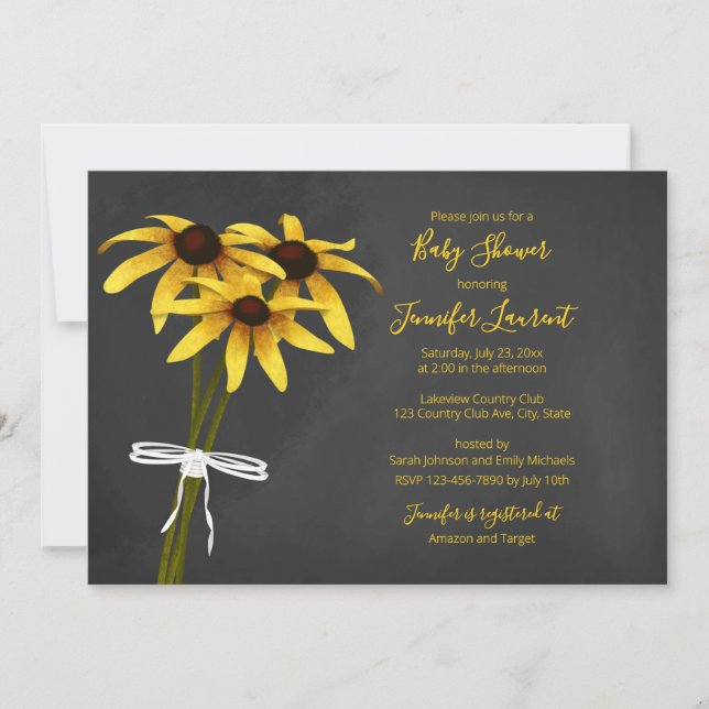 Invitation baby shower fleur sauvage Black Eyed Susan (Devant)
