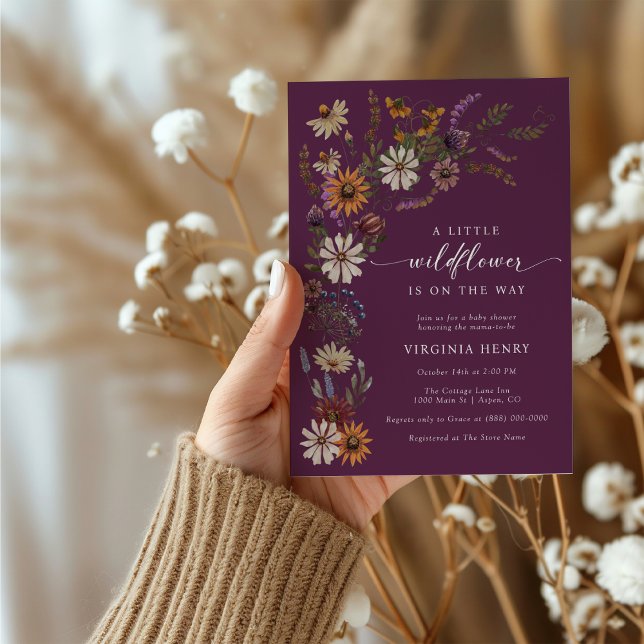 Invitation Baby shower Fleur sauvage Boho (Boho Wildflower Baby Shower Invitation
)