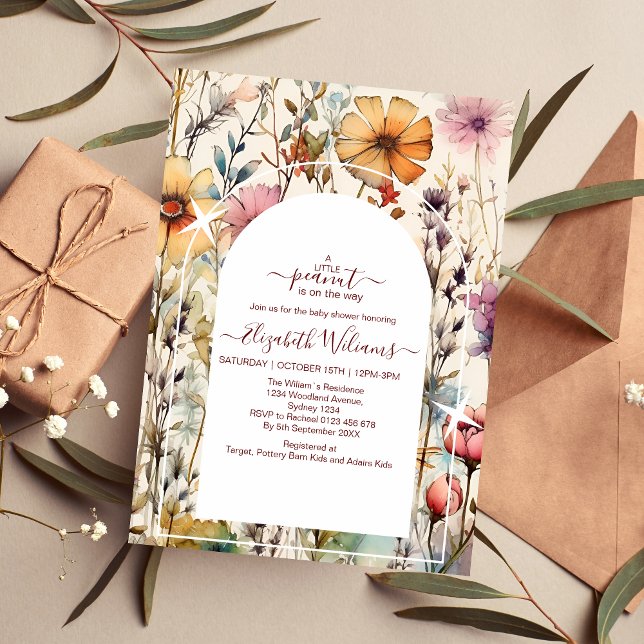 Invitation Baby shower Fleur sauvage Boho Botanical Watercolo (Créateur téléchargé)