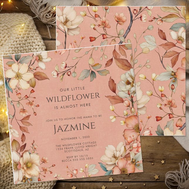 Invitation Baby shower Fleur sauvage Boho Terracotta de Cotta (Créateur téléchargé)