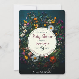 Invitation Baby shower fleur sauvage Boho Wreath Circle