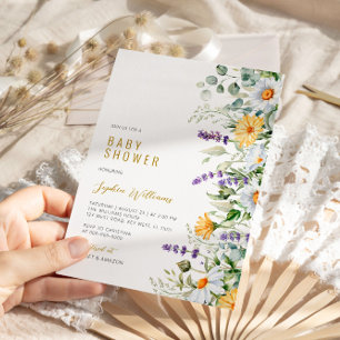 Invitation Baby shower Fleur sauvage Chamomile & Eucalyptus