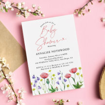 Baby shower Fleur sauvage d'aquarelle