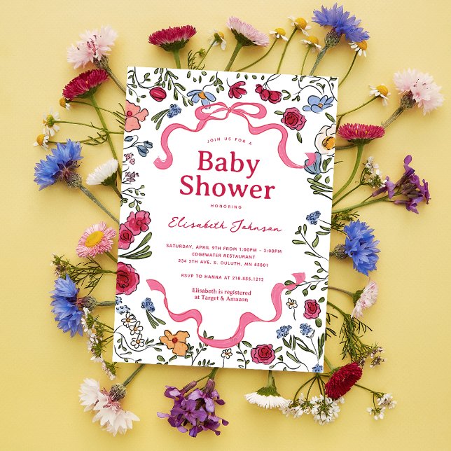 Invitation Baby shower Fleur sauvage de boue florale Whimsica (Créateur téléchargé)