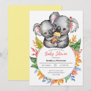 Invitation Baby shower Fleur sauvage de Cute Koalas