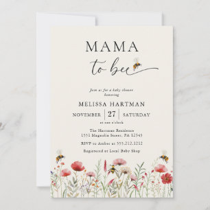 Invitation Baby shower Fleur sauvage de la maman d'Abee