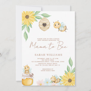 Invitation Baby shower Fleur sauvage de Mama à Bee