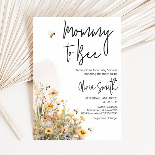 Invitation Baby shower Fleur sauvage de maman à Bee (Wildflower Mommy to Bee Baby Shower Invitation)