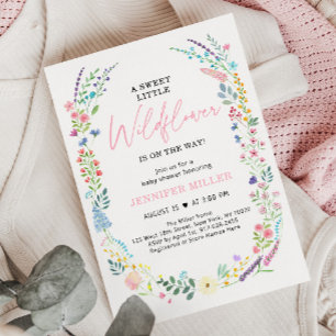 Invitation Baby shower Fleur sauvage doux