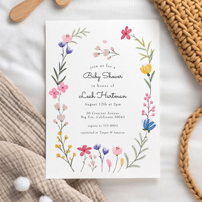 Invitation Baby shower fleur sauvage Flower Garden (Créateur téléchargé)