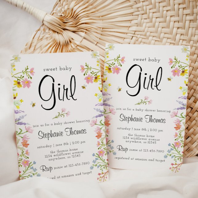 Invitation Baby shower fleur sauvage Garden Party (Créateur téléchargé)